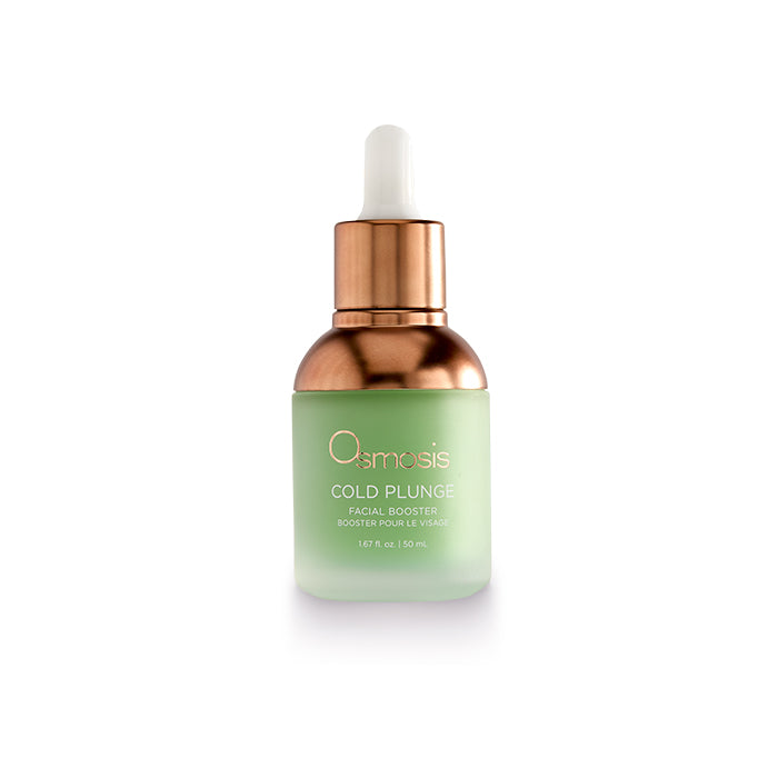 Osmosis Cold Plunge facial booster bottle with copper cap on a white background