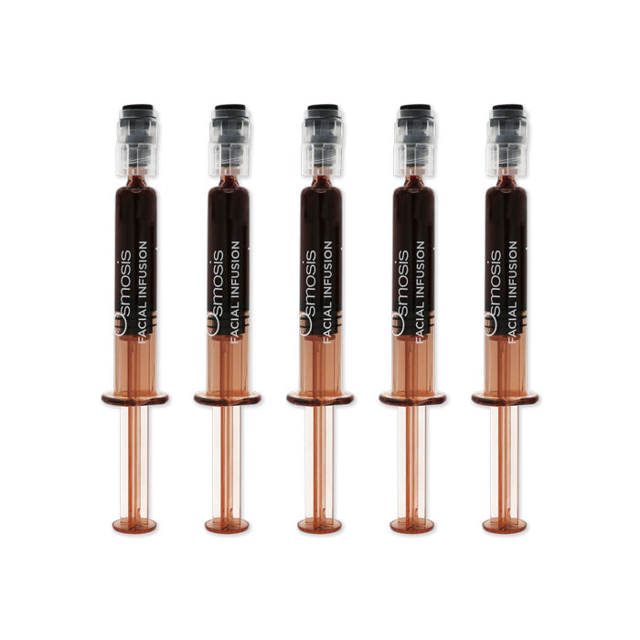 Five Syntesis Facial Infusion syringes on a white background